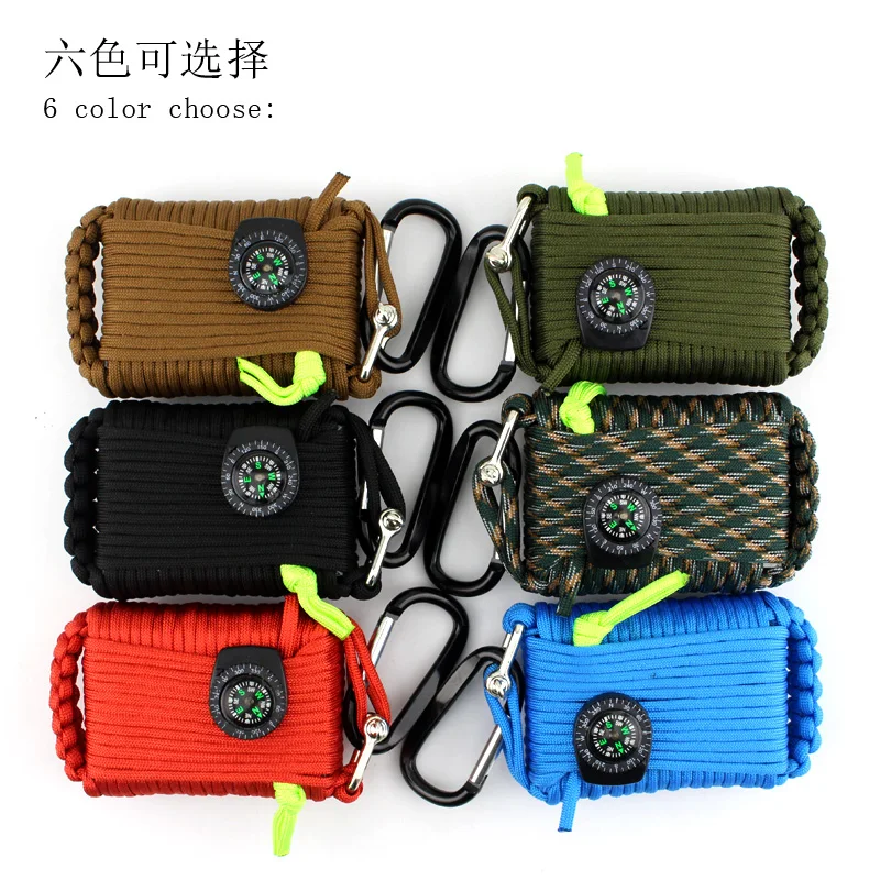 Outdoor Emergency survival kit camping hiking emergency Carabiner Survival Paracord survival kit tool bag