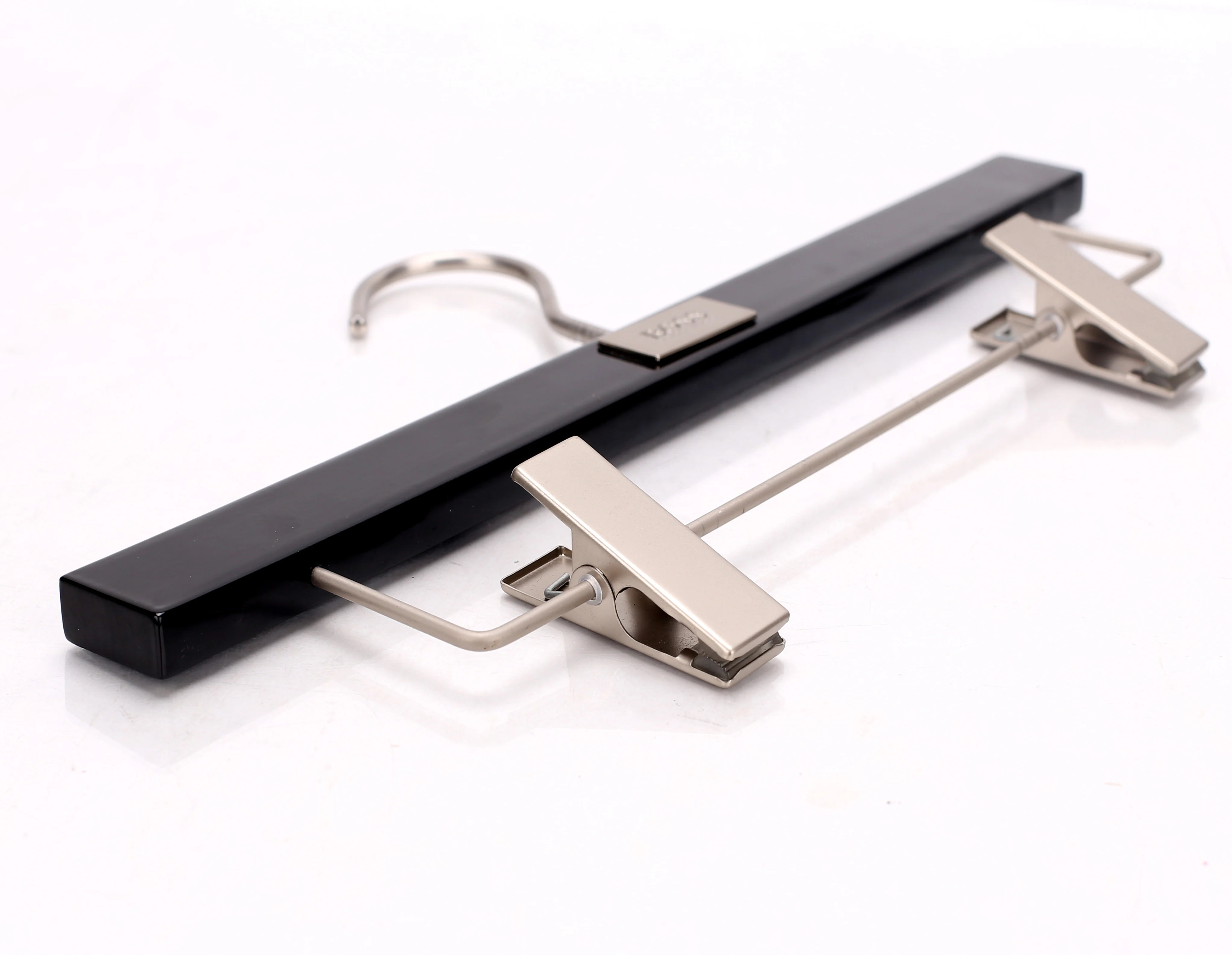 KINDOME Luxury bespoke black suits wood clothes hanger with metal plating logo