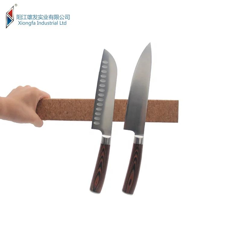Customizable 10 Inch Cork magnetic wooden knife holder Cover Stainless Steel Magnetic Knife Holder Magnetic Knife Strip