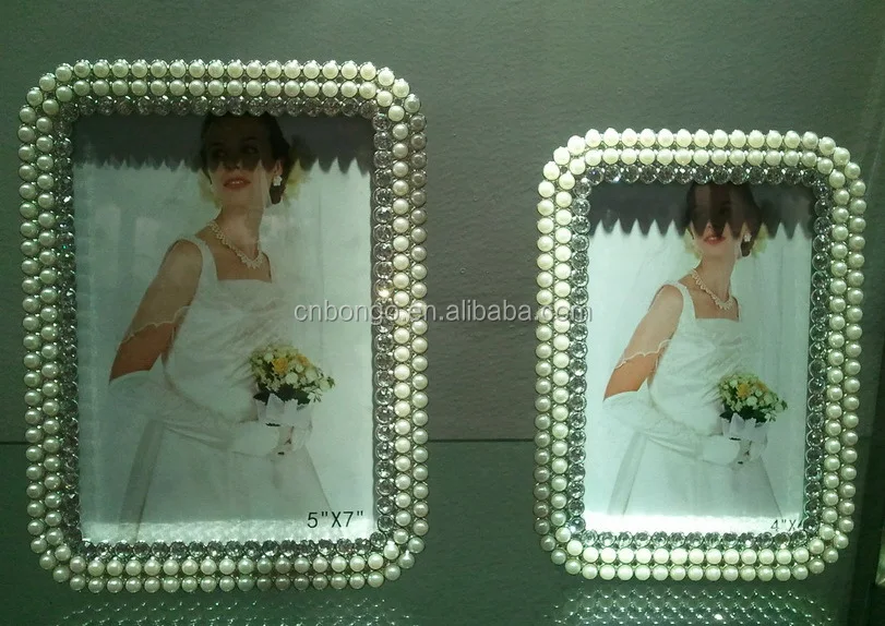 3x3 round pearl jewelled metal  picture frame gifts favor