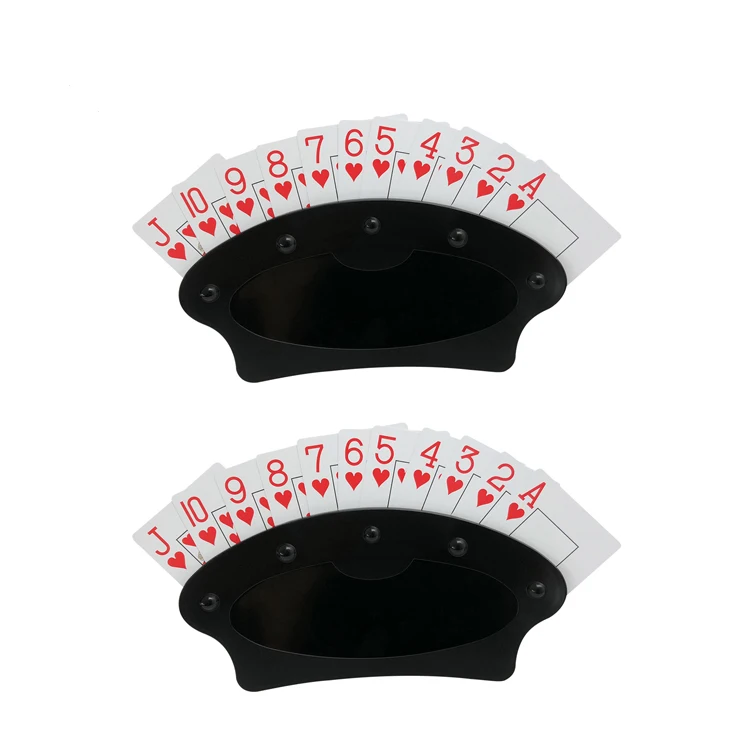 Black-2 Playing Card Holder Fan Shape Hands-Free Poker Holder for Easy Play Poker Set