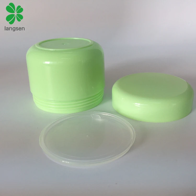 Plastic 50g 2oz Round Green Cosmetic Jars with Liners and Dome Lids, Travel Cosmetic Hair Gel Mask Cream Container