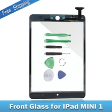 5 pcs Black or White Border Touch Screen Digitizer Glass,Front Glass without Home Button Assembly for IPad MINI 1 Freeship+Tool