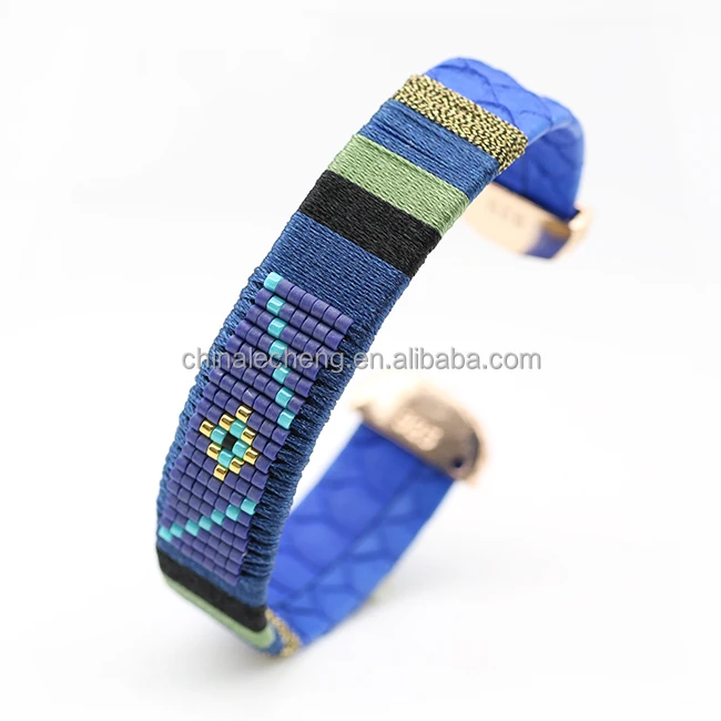 
2021 Fashion Wholesale Handmade Miyuki Seed Beads Braided Custom Bohemia Snakeshin Bracelet 