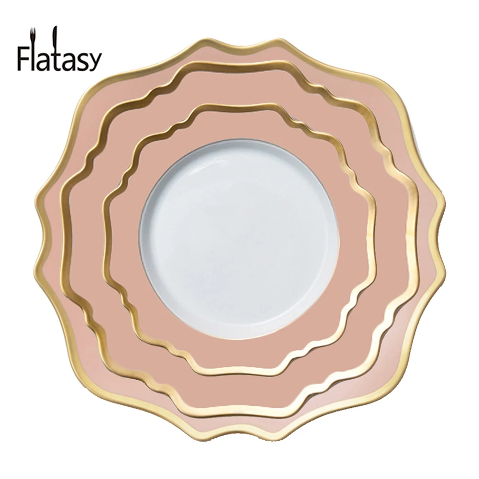 Wholesale pink cheap porcelain plate wholesale for wedding rental