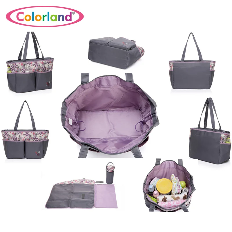 Colorland Special offer Designer Tote Baby Diaper Bag for Mom Deluxe Organizer with Built in Stroller Straps