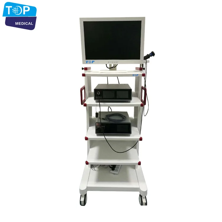 Low price high quality medical LED light source ent camera endoscope trolley