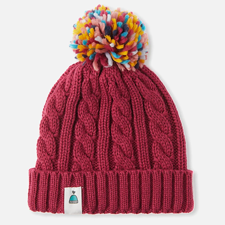 Custom design kids beanies with pom pom for girl
