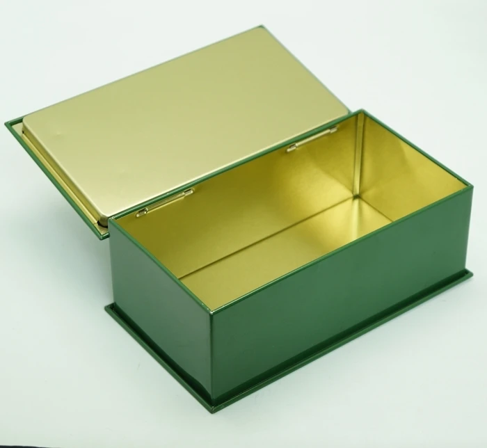 rectangular metal tin boxes with hinged lid for Packaging
