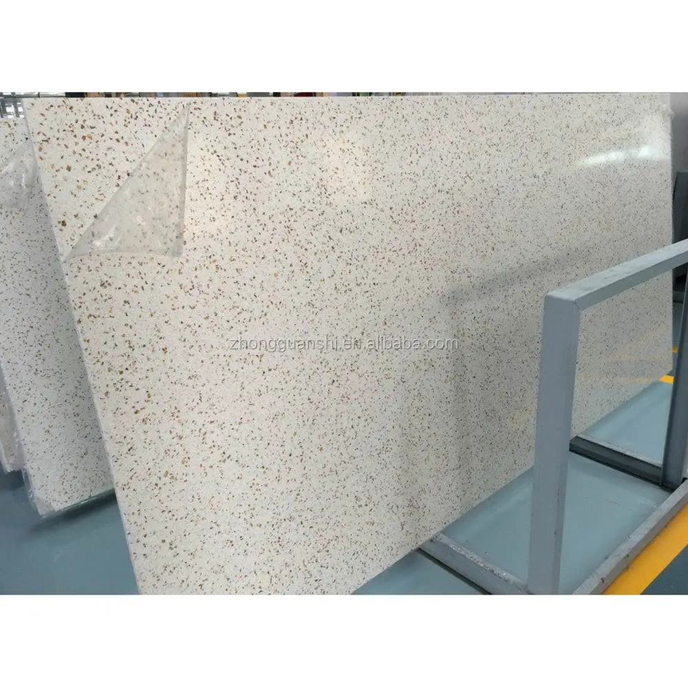 High Quality Yellow Crystal Artificial Quartz Stone Sheet