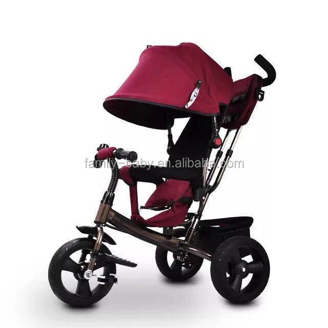 Trimily  T306F Children tricycle Kid Trike Kid Trike Stroller With Canopy Push Bar And Rear Basket for Storage