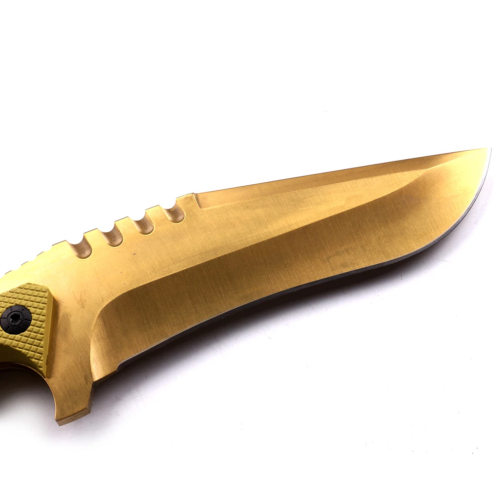 
Colorful titanium coating 5CR13MOV fixed blade knife hunting survival knife with ABS and glass fiber handle 
