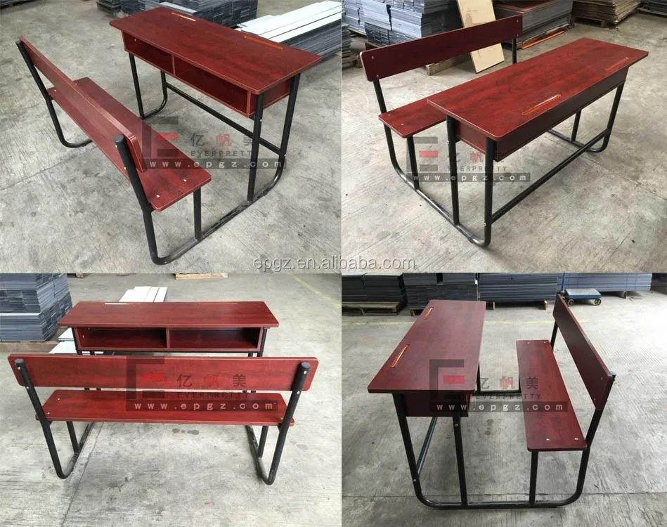 Comfortable Interactive School Student Study Desk Chair with Writing Table Double Seater School Chair & Desk in Classroom