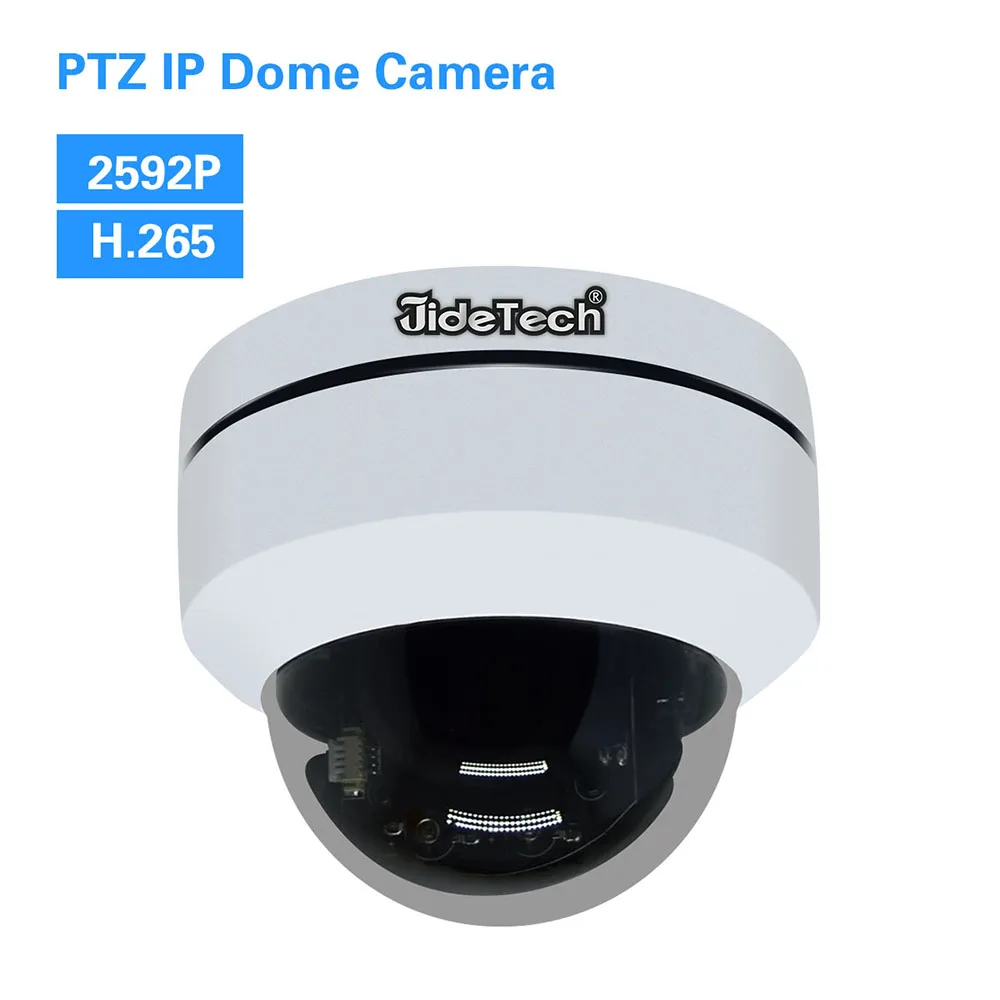 JideTech Mini 5MP POE 4X Zoom PTZ камера видеонаблюдения Водонепроницаемая IP66 купольная IP-камера безопасности