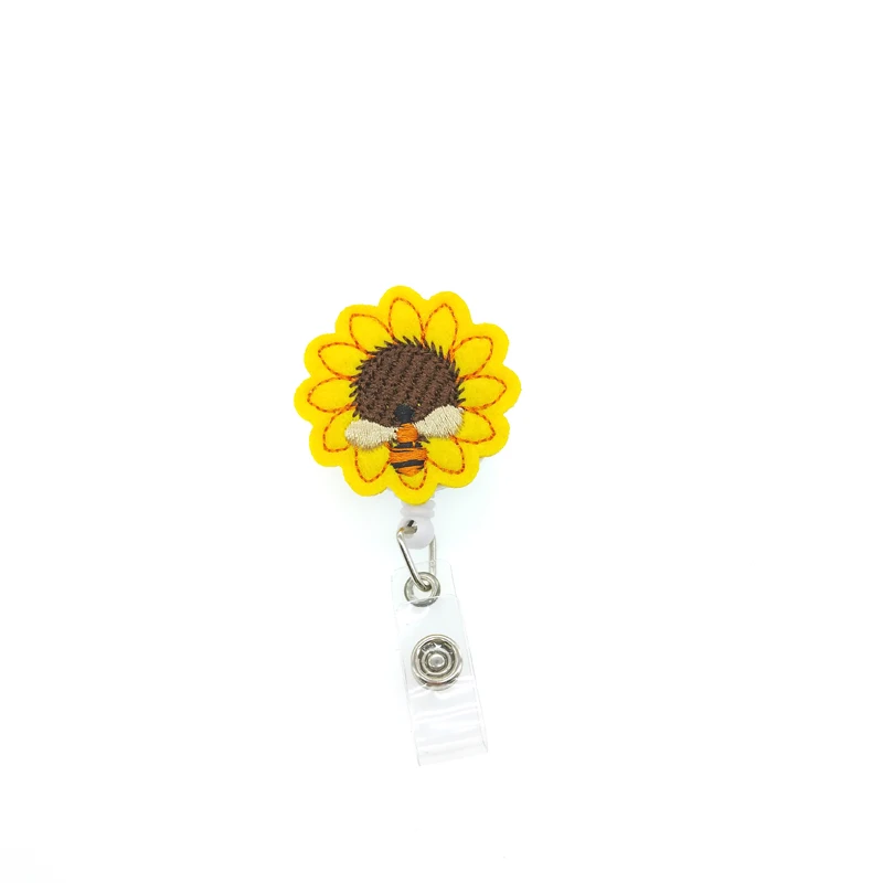 
Retractable Badge Holder with Alligator Clip, Sunflower ID Card Holder Nursing Badge Reel Holder for Women 