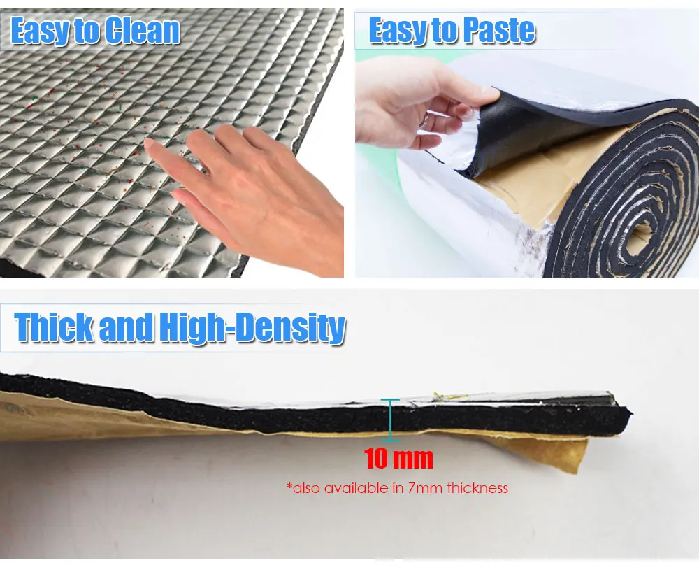 Arrowzoom 50 cm x 100 cm x 7 mm Self-Adhesive Aluminum Automotive Car Sound Deadener Noise Dampening Insulation Mat