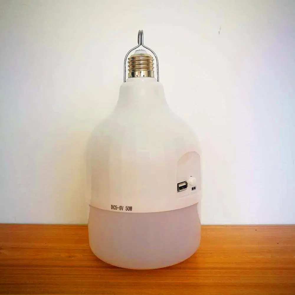 Portable Rechargeable LED Bulb 6000mAh Li-ion Battery Charging Function Camping Light