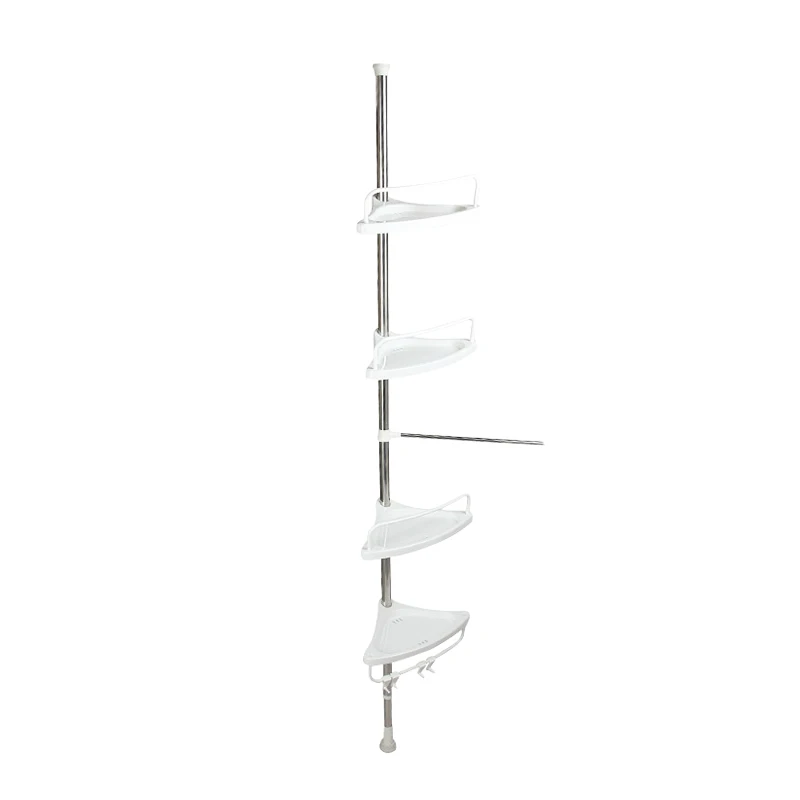 
Adjustable wall rack basket storage organizer stainless steel 4 tier corner shower caddy plastic bathroom shelf 