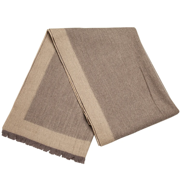 New Fashion Winter Wear Wool Shawl  Women Oversize Checked Solid Scarf Two Color Jacquard Wool Shawl for Women