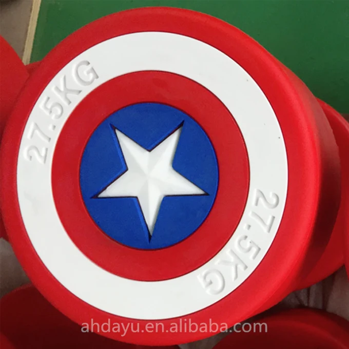 Hot selling captain america mark round pu dumbbells