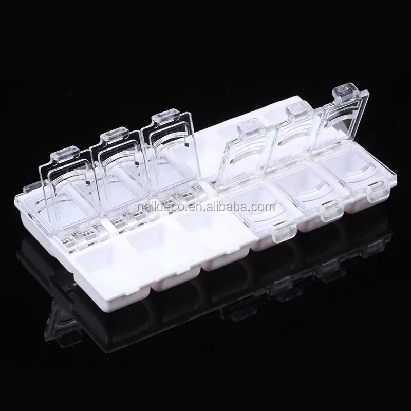12 Compartment New Nail Art Tips Design Case Box Plastic Storage For False Nails Empty Organizer
