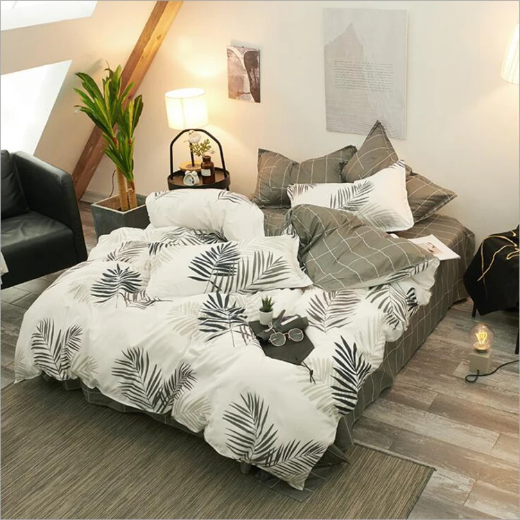 Factory Direct Sale Tropical Rain Forest Style Small Fresh Cotton-Like Four Pieces Bedding Sets
