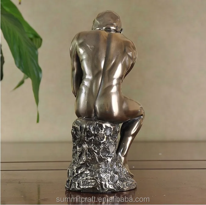 resin cold cast bronze thinker sculpture