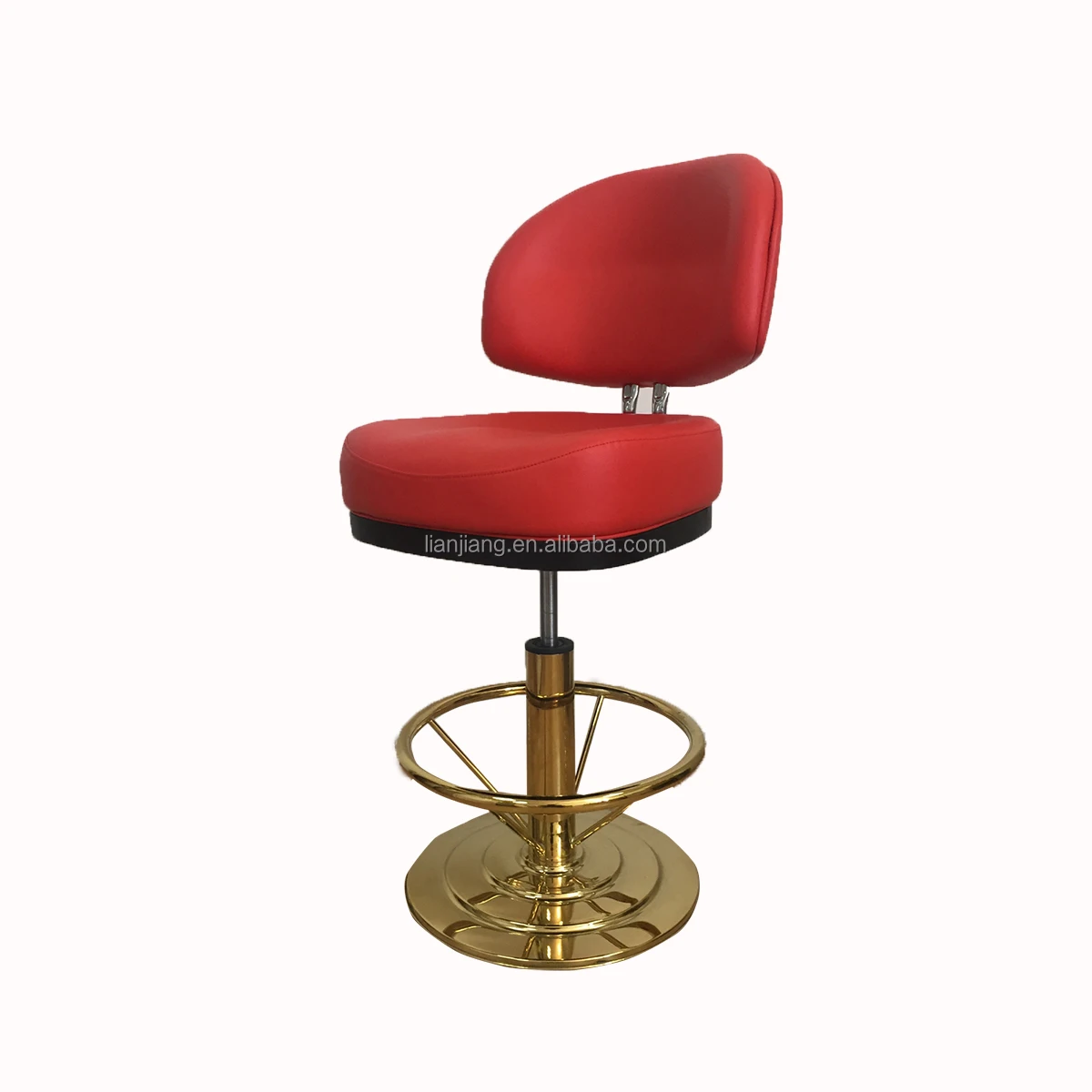High end bar chair 360 swivel casino stool red colour
