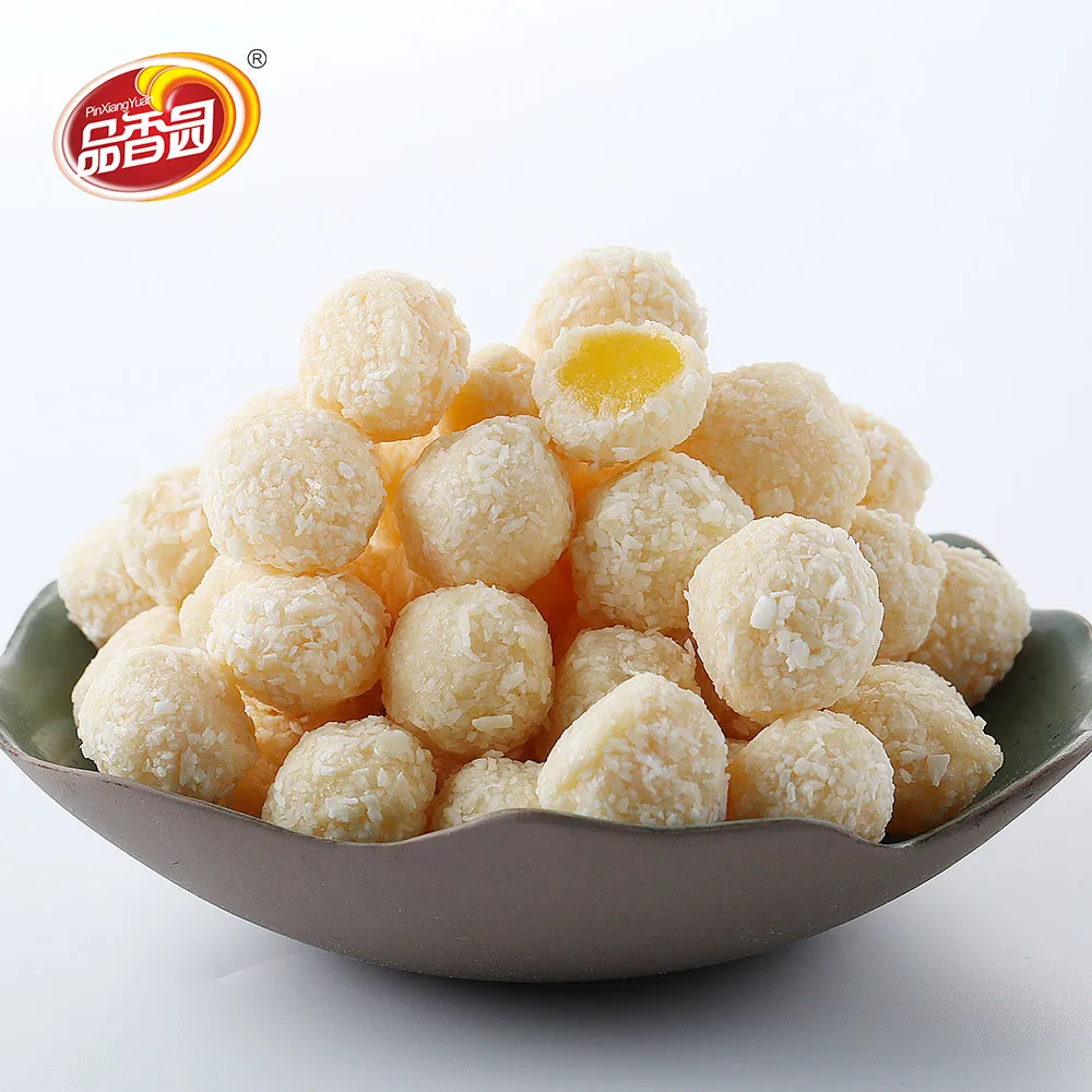 Ball Shape Mango Jam Center Filled Coconut Coated Soft Gummy Candy