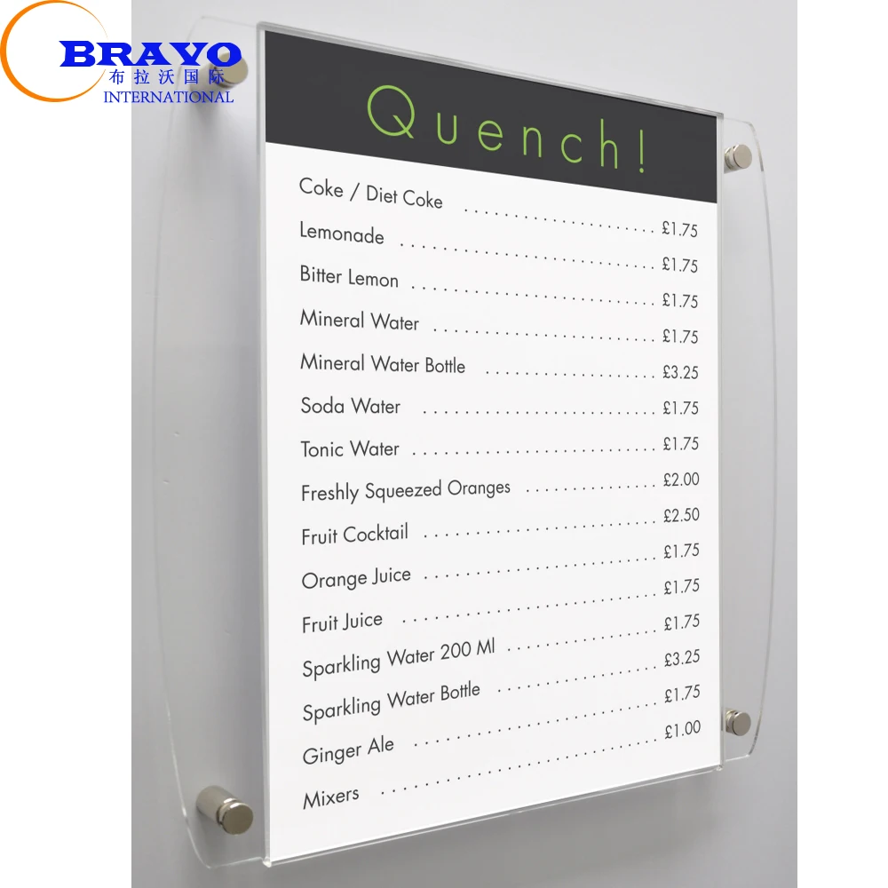 acrylic frame display menu card holder