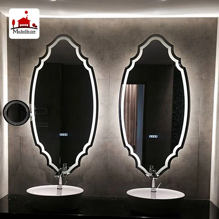 
Fashion frameless big wall mounted vanity mirrors irregular shaped modern backlit bathroom mirror 