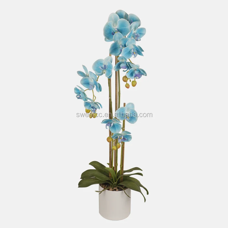Hot sale vanda orchids flower artificial phalaenopsis orchid in pot for home decoration