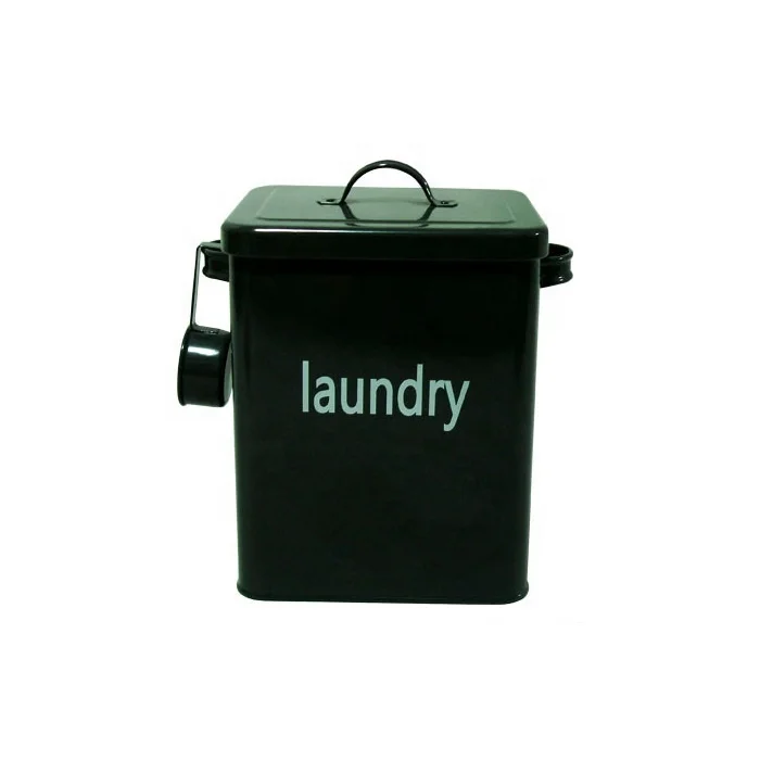 T037 Square Iron Laundry/Washing Powder Bin Metal Bins With Lid and Handle