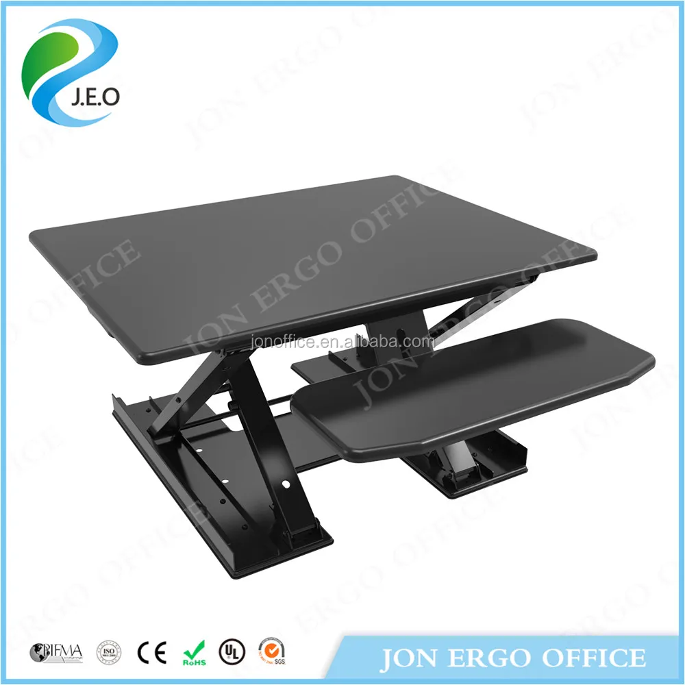 
JEO LD08 Standing Desk - Adjustable Height Desk Riser - Sturdy 32in. Wide Sit Stand Up Desk with Retractable Keyboard Tray 
