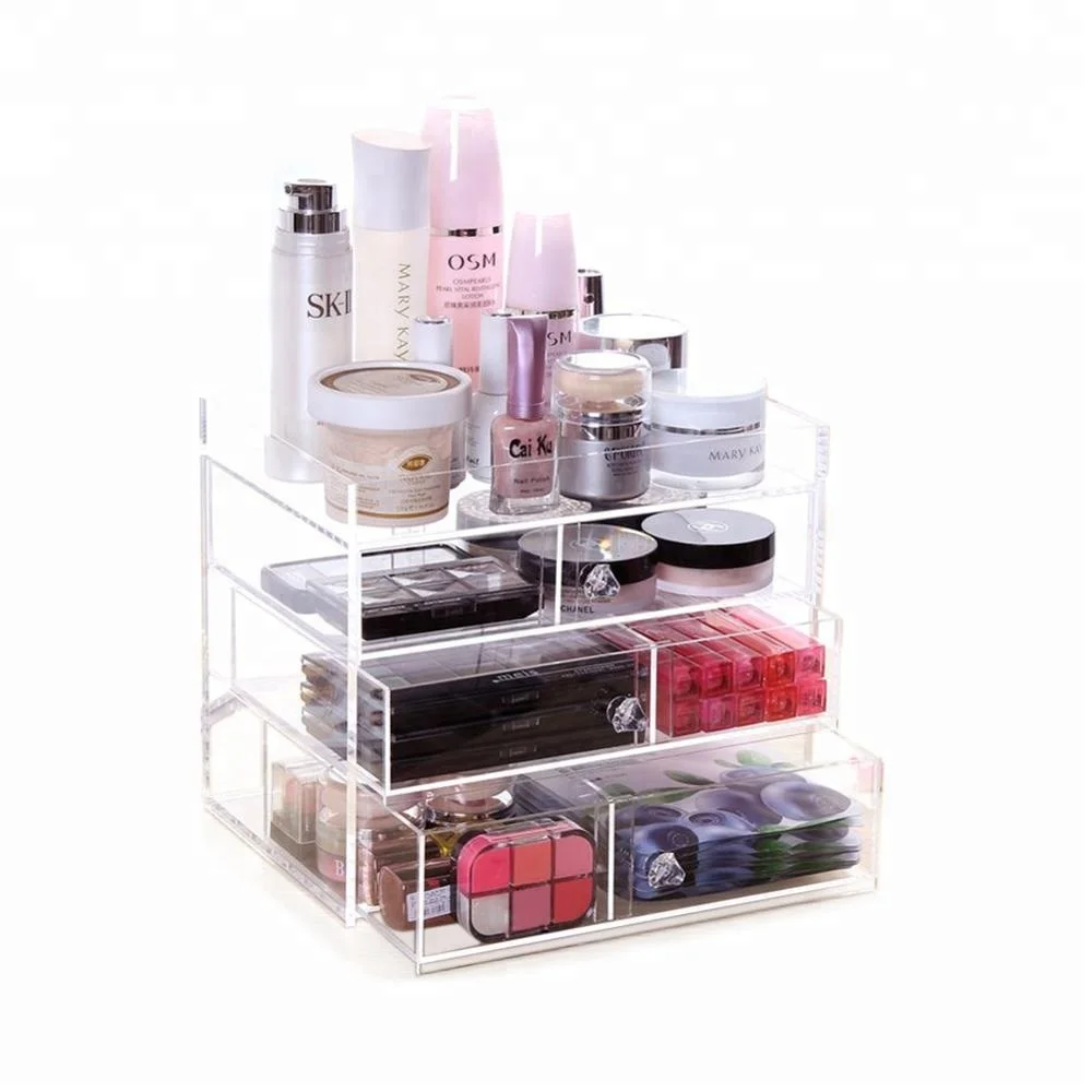 Wholesale large cheap clear acrylic makeup organizer with drawers