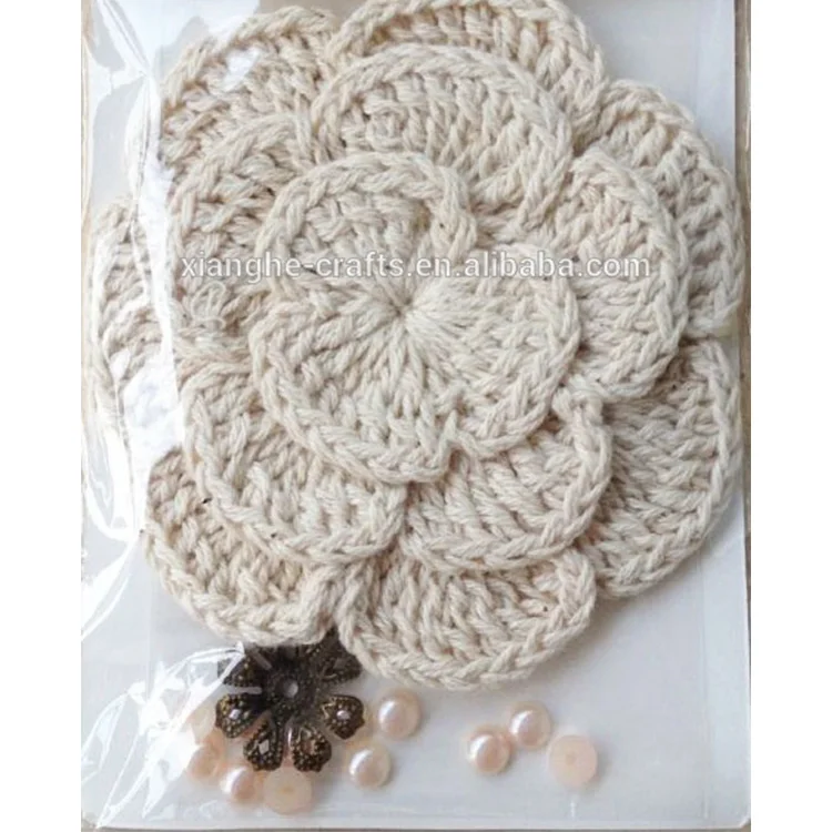 DIY Crochet Flower with Charm and Sticker for Scrapbook Decoration