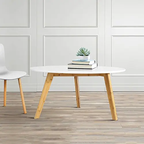 round bamboo Wood Coffee Table White for indoor and outdoor
