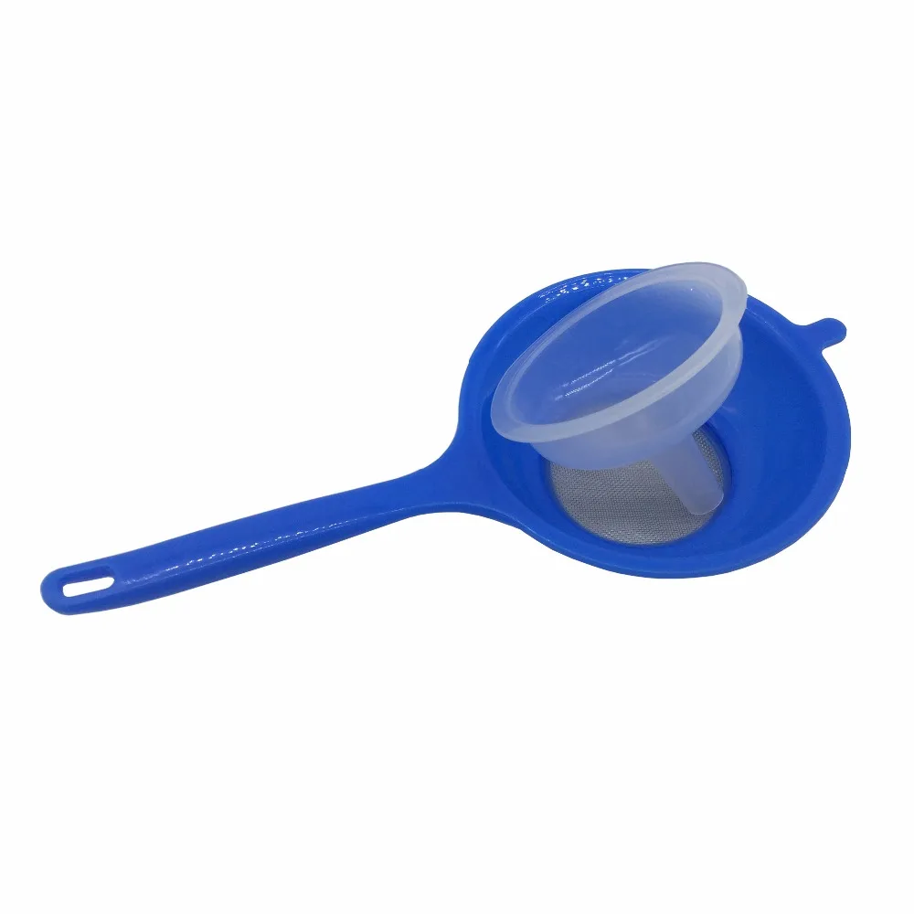 QM wholesale food grade funnel long handle meadow plastic funnel with filter screen for milk the cow