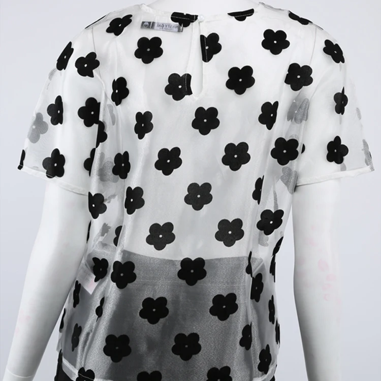 
Sexy Women T Shirt See Through Transparent Tops Short Sleeve Sheer Slim Ladies O-Neck Girl crush Print Hollow Out T-Shirt 