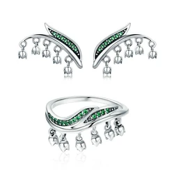 dropshipping products 2021 Bellflower design Real Silver 925 Earrings,Ring women jewelry set