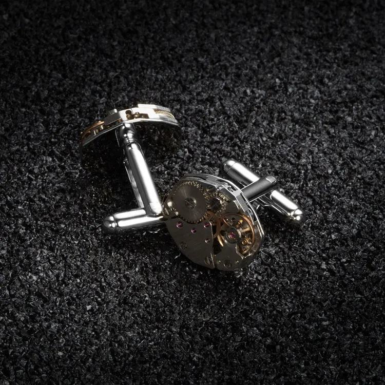 Wholesale Mechanic Cuff Link Marlary Stainless Steel Steampunk Gear Watch Movements Steampunk Cufflinks For Men
