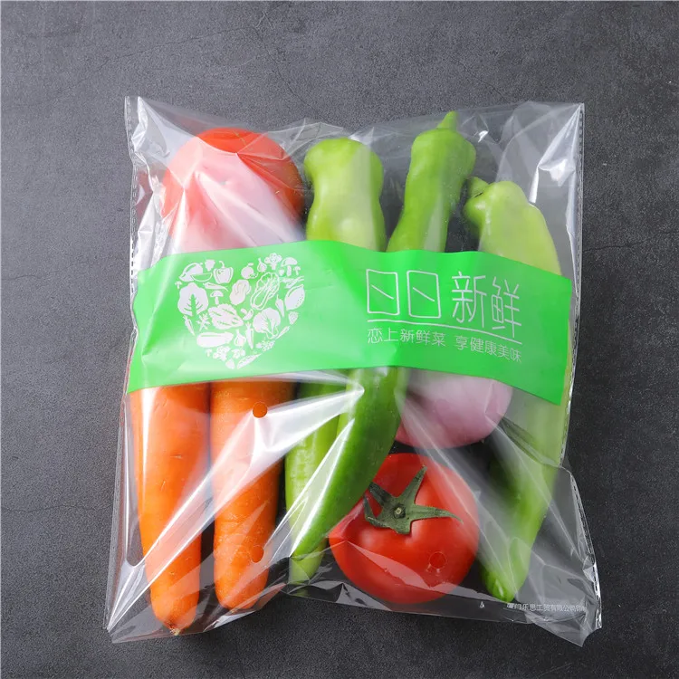Custom size Transparent Eco-friendly Heat Seal Sealing punch hole BOPP anti- fog packaging pouch fruit vegetable bag