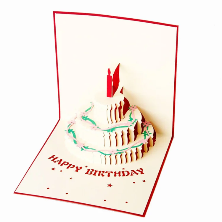 OP-S Business custom birthday card three-dimensional cake card 3D creative gift gift retro handmade small card