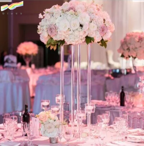 High Quality Transparent Clear Flower Stand Acrylic Column Event Aisle Decor Pillar Wedding Table Centerpiece