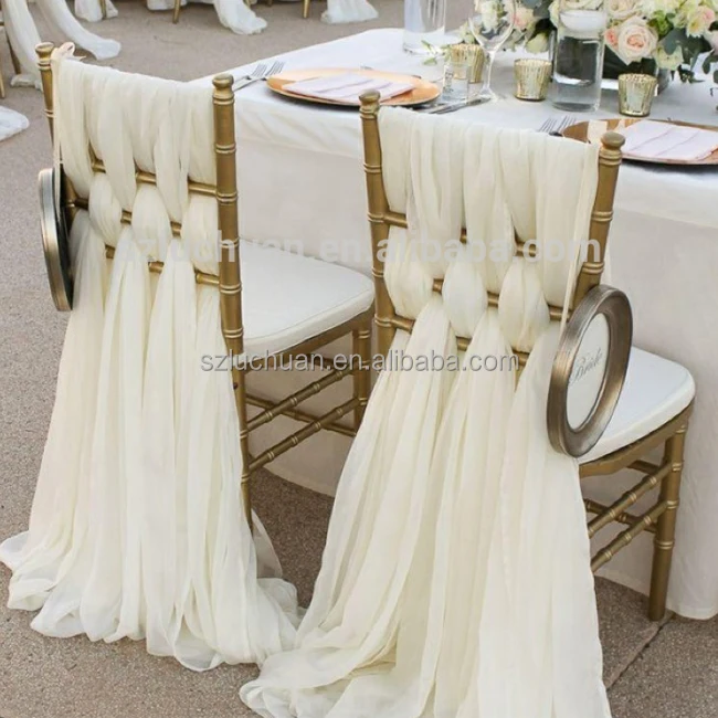 Ivory Chiffon Wedding Chair Sashes Cheap Sashes Chair Cover Wedding Ruffle Chair Sash