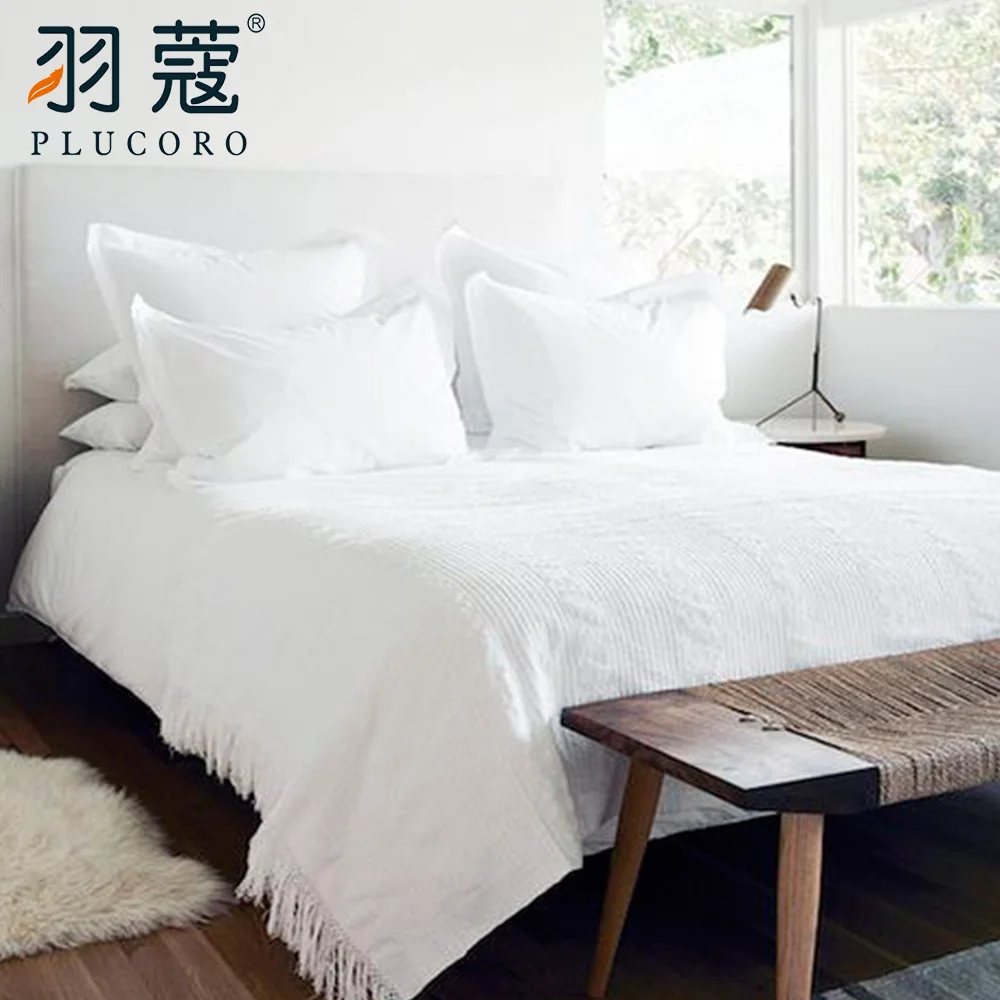 60S Egyptian Cotton 5 Star Hilton Hotel Bedding 4PCS White Bed Sheets Duvet Cover Set