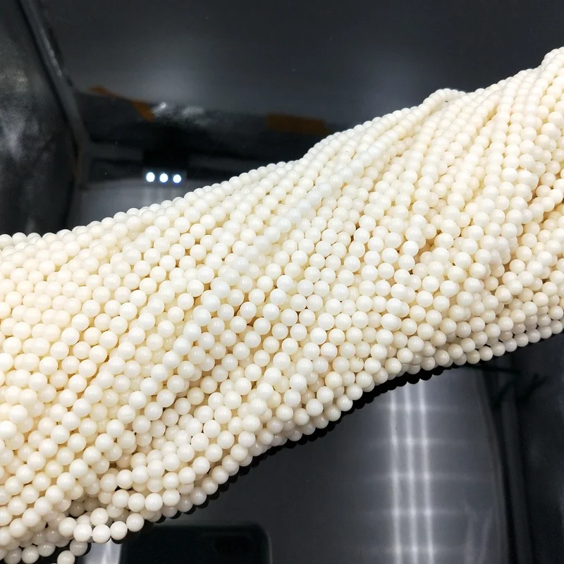 Натуральные белые морские бамбуковые коралловые бусины 4 мм 5 6 7 8 9 круглые 15 дюймовая нить от поставщика
