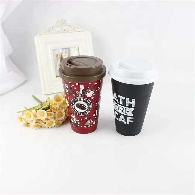 Plastic Coffee To Go Mugs  With Full Color Print All Over