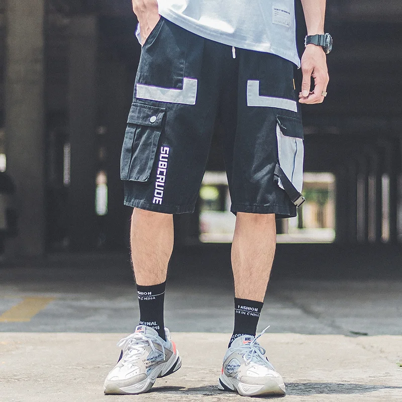 
Low MOQ summer color matching mens cargo pants with side pockets 