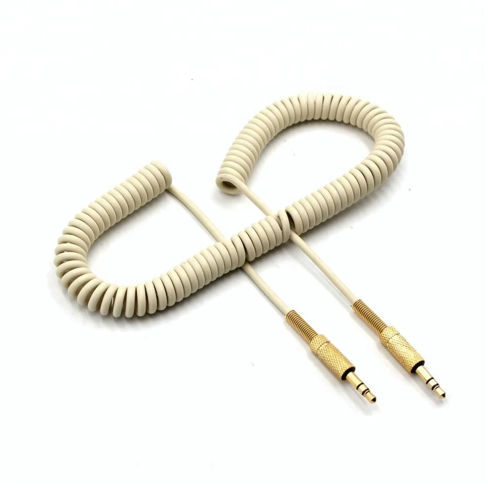 Spring Wire 3 Pin Male to Male Jack Aux Audio Cable with 3.5mm for Car